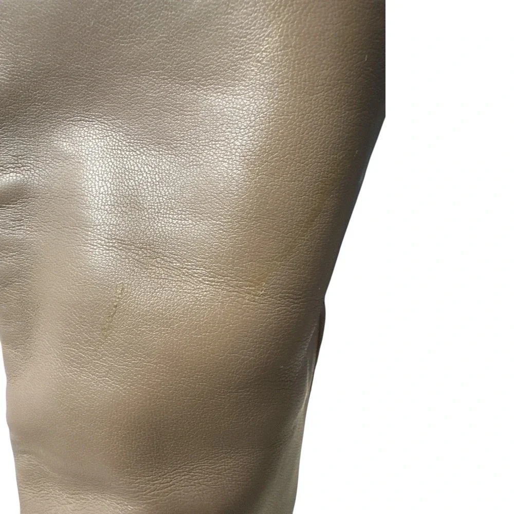 Guess Over The Knee OTK Block Heel Boot Lug Sole Taupe Beige Faux Leather Size 6